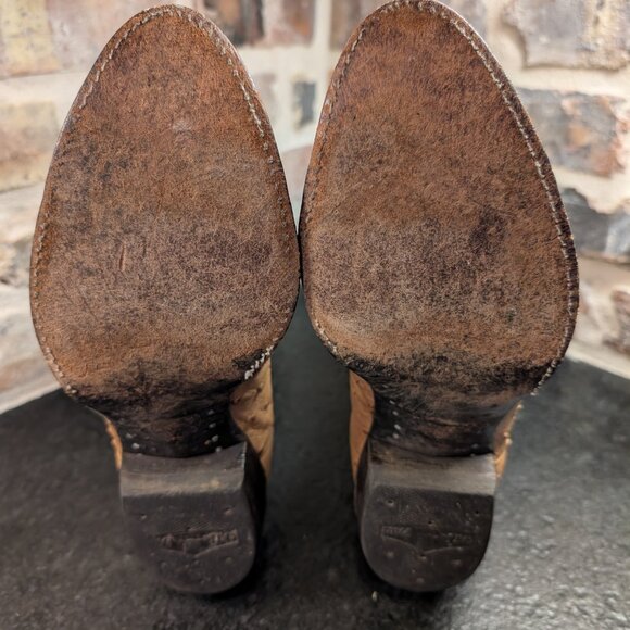 Vintage Tony Lama Vintage Mens cowboy boots Full Quill Ostrich #8085 Size 8 1/2 - Picture 6 of 14